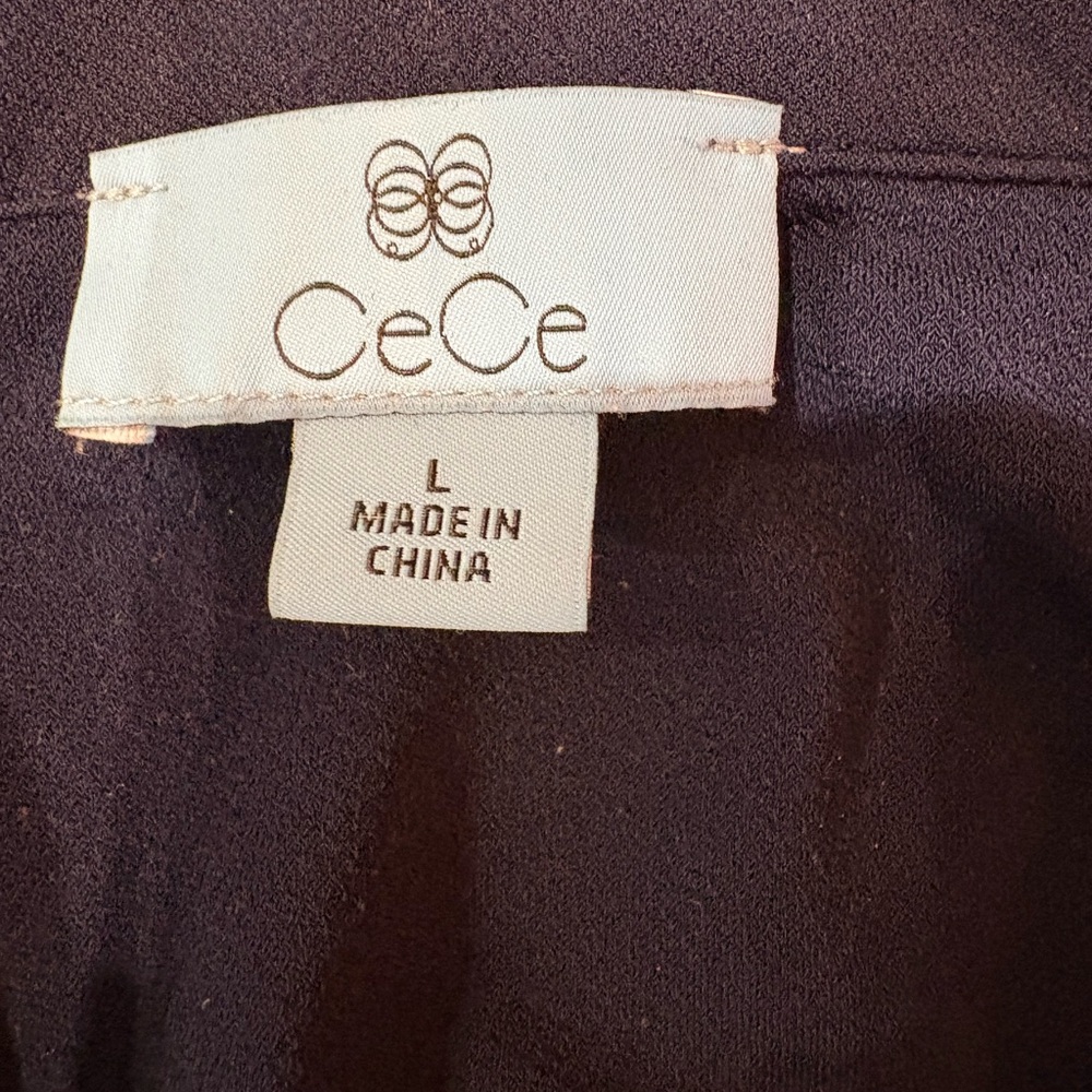 CeCe Navy Collared Short Sleeve Shirt Size Large - Picture 4 of 5